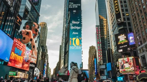 Inspiria Happy Holidays Times Square Ad